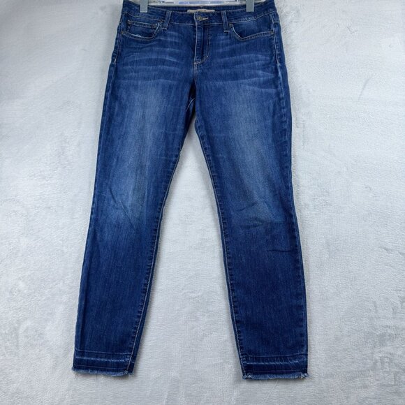 Joe's Ankle Skinny Jeans Mid Rise Medium Wash Womens Size W30 Raw Hem Blue - Picture 1 of 12